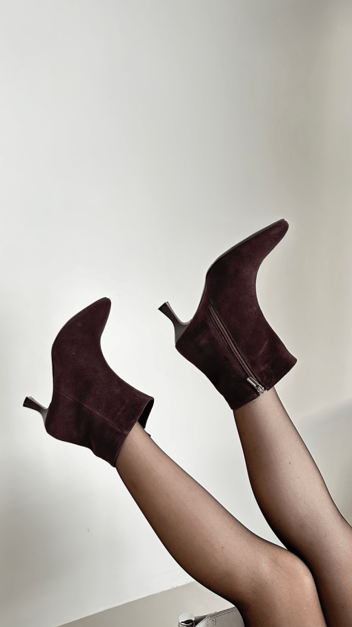 Черевики на підборі шоколадні з шоколадним каблуком