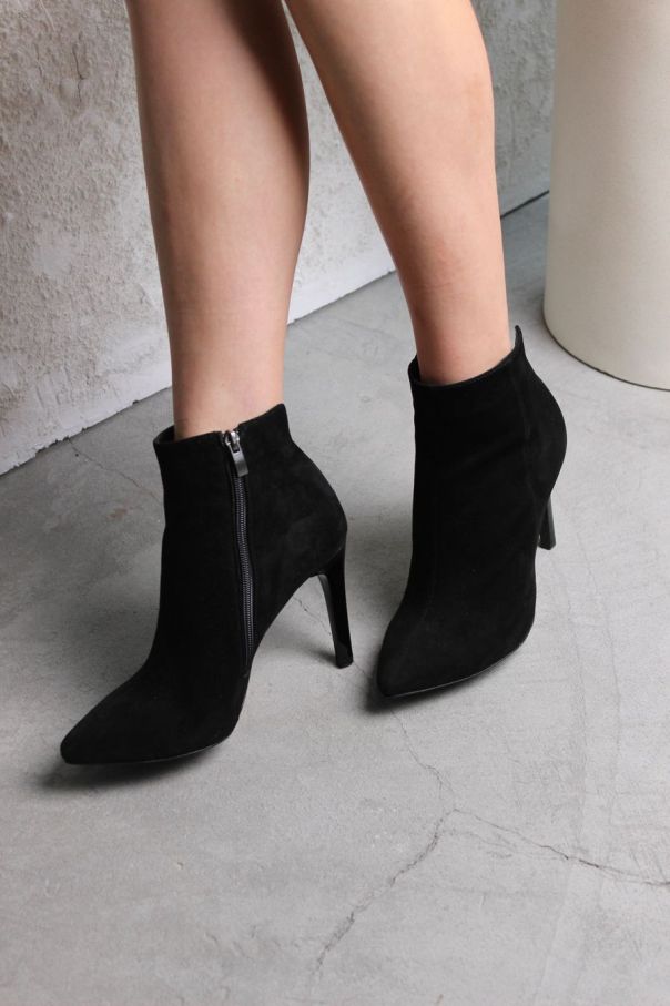 Черевики на підборі шоколадні з шоколадним каблуком