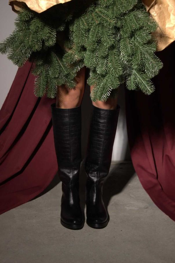 Чоботи Frost крокодилові чорні