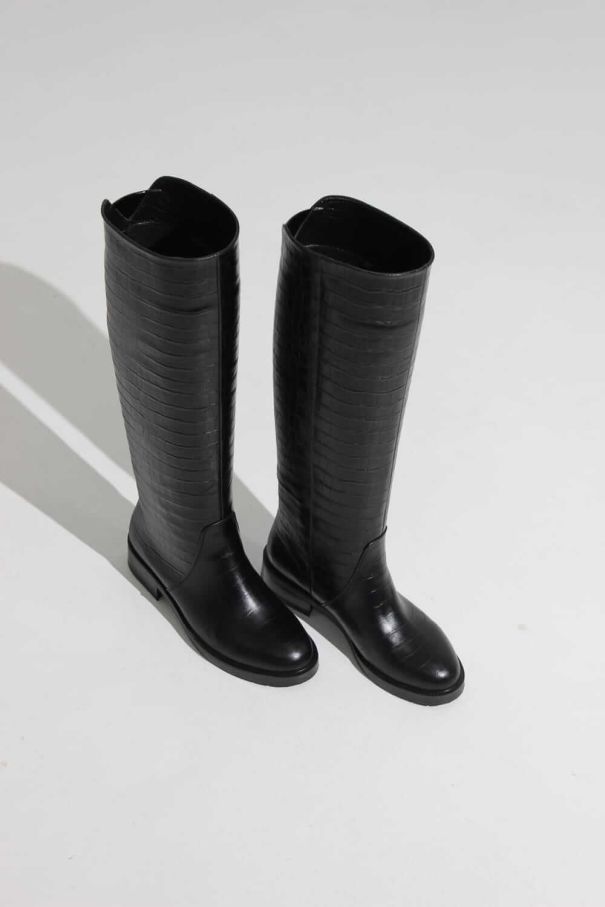 Чоботи Frost крокодилові чорні