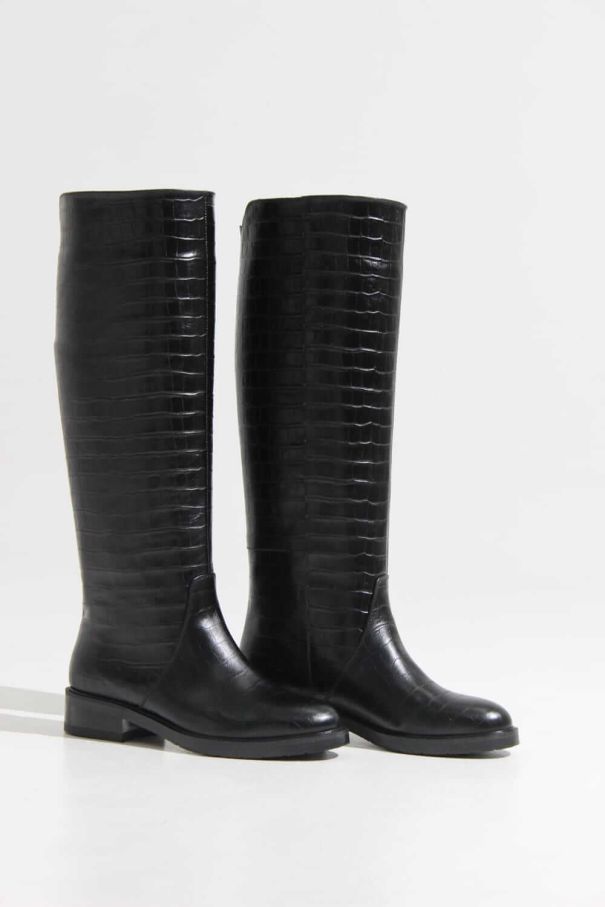 Чоботи Frost крокодилові чорні