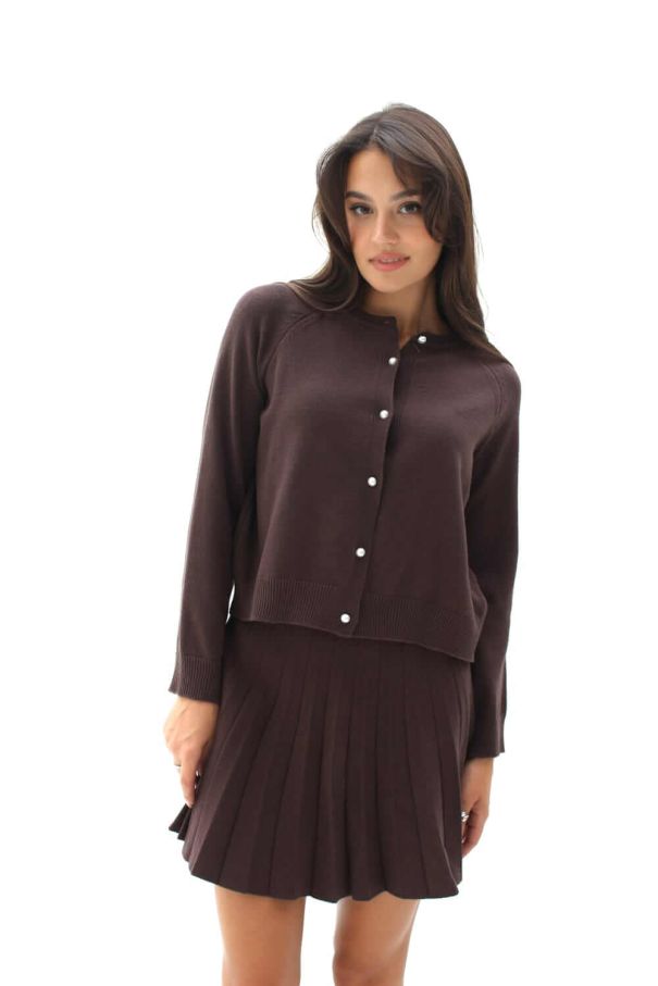 Костюм вʼязаний з короткою спідницею та кардиганом