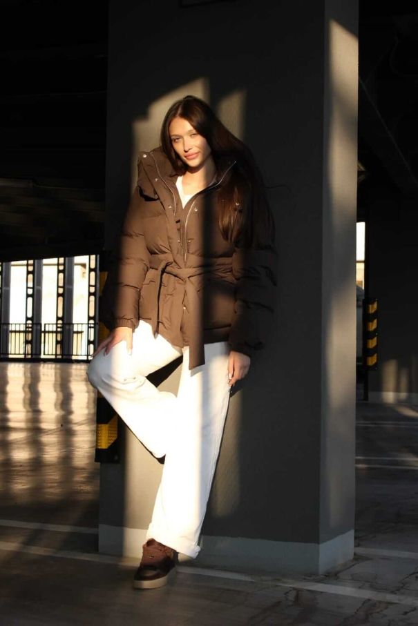 Пуфер шоколадний з поясом