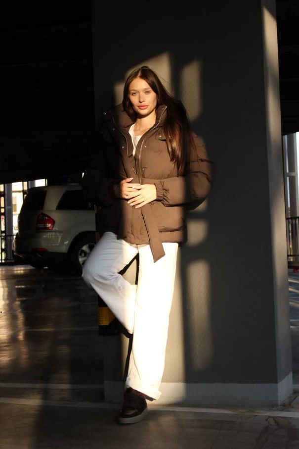 Пуфер шоколадний з поясом