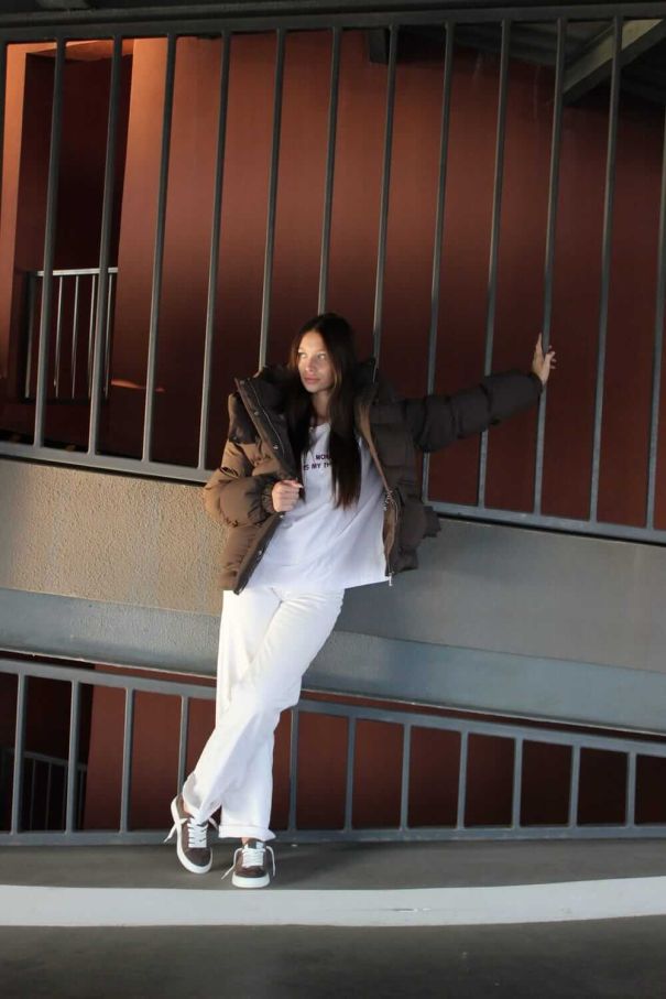 Пуфер шоколадний з поясом